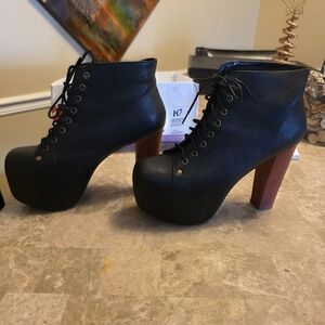 Jeffrey Campbell Black Lace Up Platform Boots